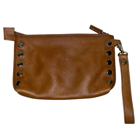 Hammitt Los Angeles Brown Leather Gold Studded Wristlet Clutch - Picture 4 of 7